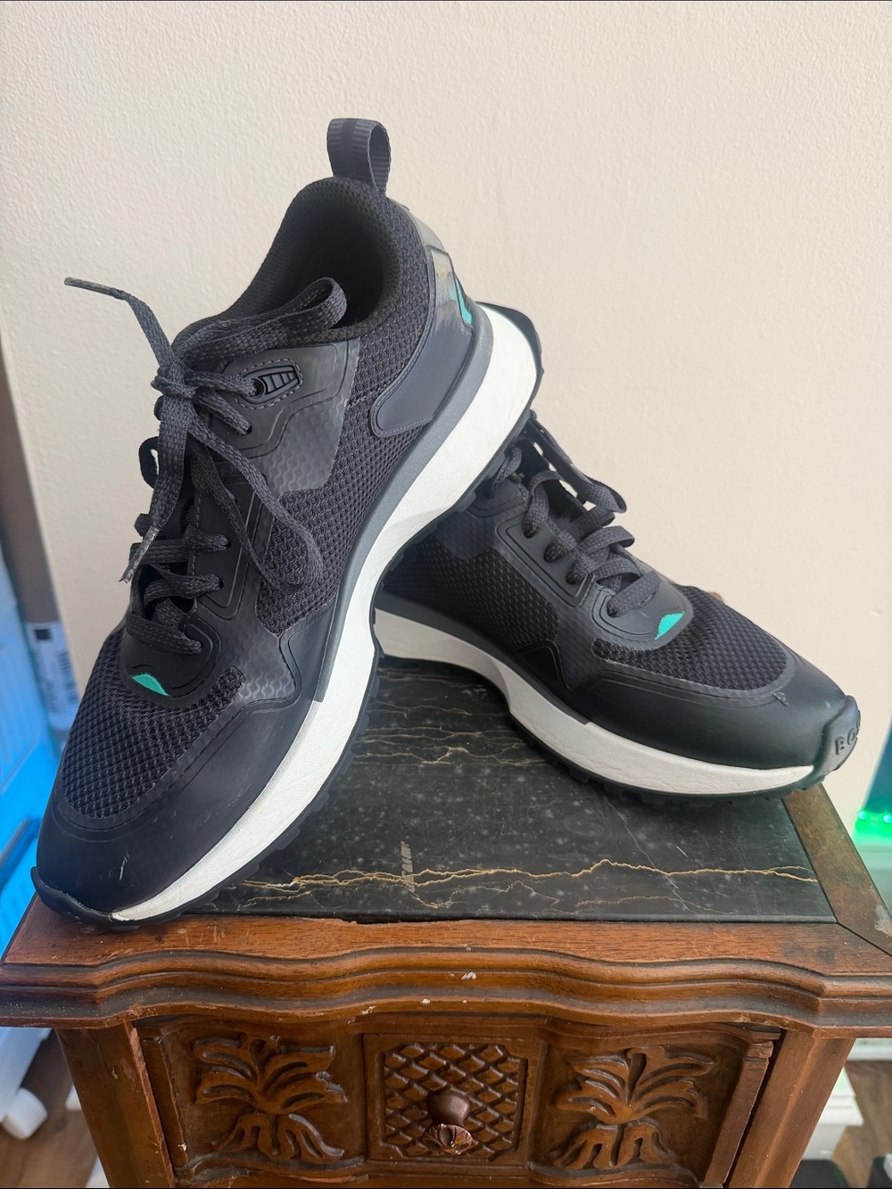 Boss Black Athletic Sneakers with Teal Accent